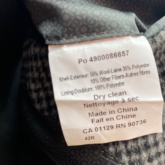 Calvin Klein Grey Designer Pea Coat Overcoat 42R - Picture 5 of 6
